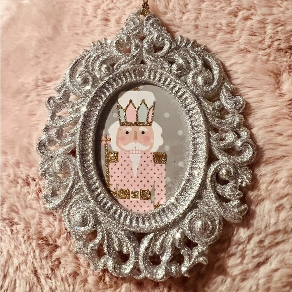 Custom pink pastel Nutcracker ornament silver embellished sparkling pink vintage - Picture 6 of 6